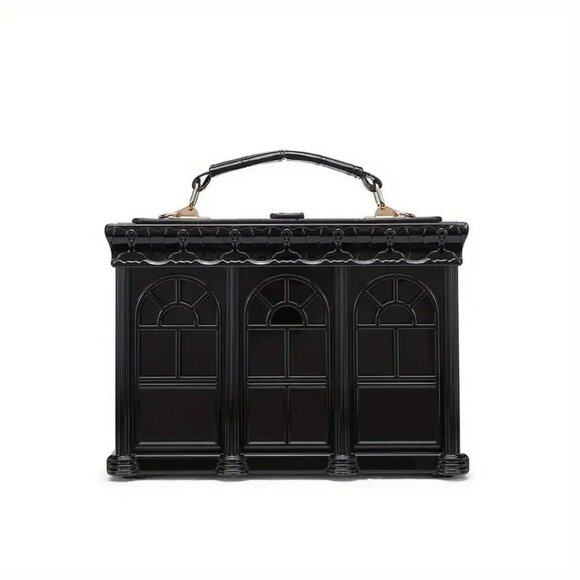 Elegant Black House-Shaped Crossbody Bag NWT​ - Picture 6 of 8